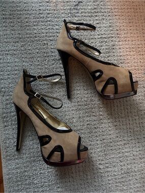 Aldo Peep-Toe Mary Jane with Black Patent Trim